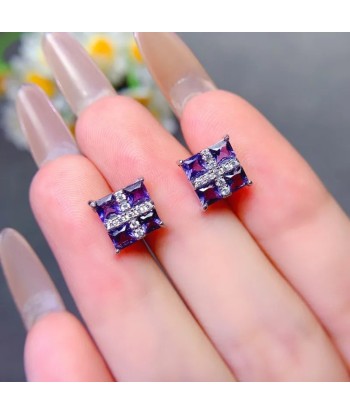 18K Gold Plated Silver Tanzanite Studs for Women de technologie