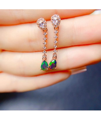 Silver 925 Black Water Dro Opal Earrings for Women d'Europe débarque