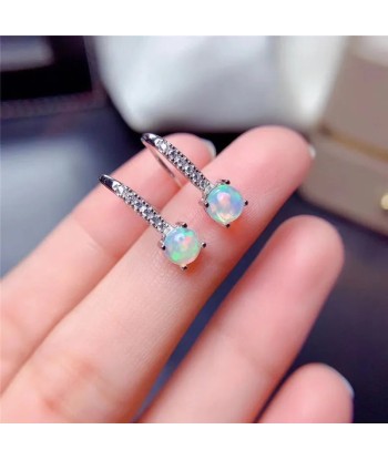 925 Silver 5x5mm Natural Opal Earrings for Women Toutes les collections ici