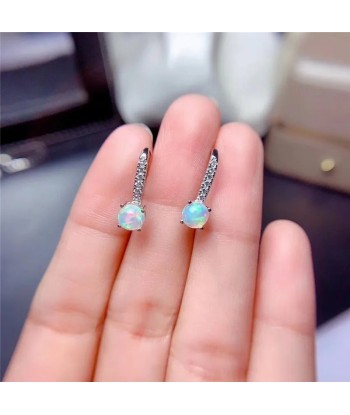 925 Silver 5x5mm Natural Opal Earrings for Women Toutes les collections ici