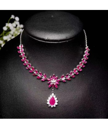 Sterling Silver Natural Ruby Pendant for Women à prix réduit toute l'année