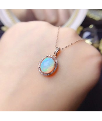 925 Sterling Silver Opal Pendant for Women brillant des détails fins