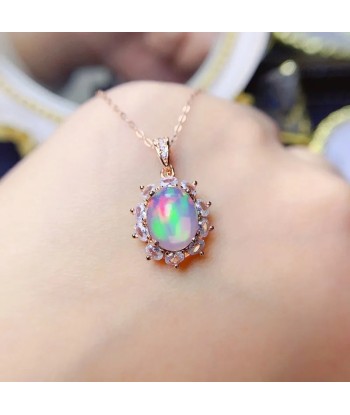 925 Sterling Silver Opal Pendant for Women brillant des détails fins