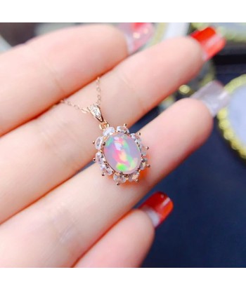 925 Sterling Silver Opal Pendant for Women brillant des détails fins