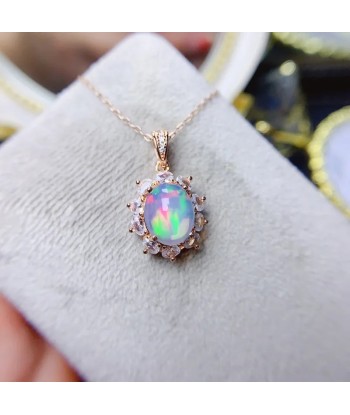 925 Sterling Silver Opal Pendant for Women brillant des détails fins