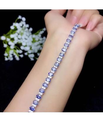 925 Silver Tanzanite Bracelet, 3mm x 5mm, for Women le concept de la Pate a emporter 