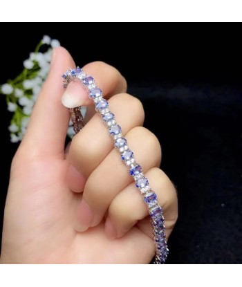 925 Silver Tanzanite Bracelet, 3mm x 5mm, for Women le concept de la Pate a emporter 