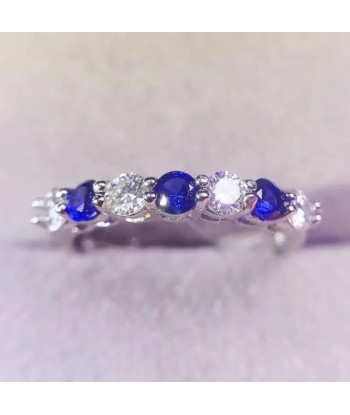 925 Silver Ring with Natural Sapphire & 0.30ctw Moissanite for Women acheter