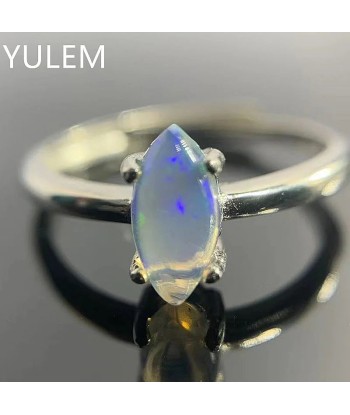 925 Silver 18K Gold Plated Marquise Natural Opal Ring for Women des créatures d'habitude