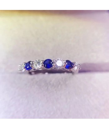 925 Silver Ring with Natural Sapphire & 0.30ctw Moissanite for Women acheter