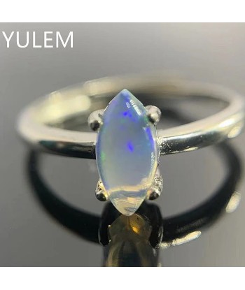 925 Silver 18K Gold Plated Marquise Natural Opal Ring for Women des créatures d'habitude