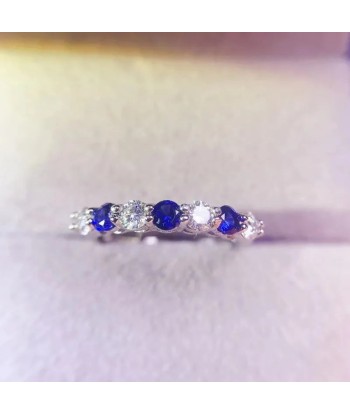 925 Silver Ring with Natural Sapphire & 0.30ctw Moissanite for Women acheter