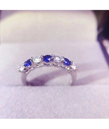 925 Silver Ring with Natural Sapphire & 0.30ctw Moissanite for Women acheter