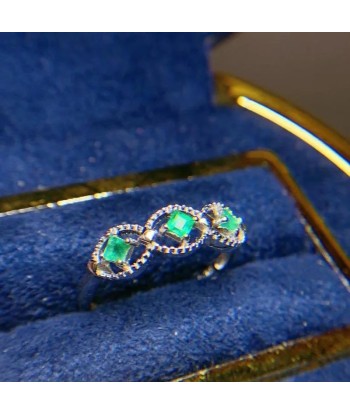 925 Sterling Silver Emerald Ring for Women destockage