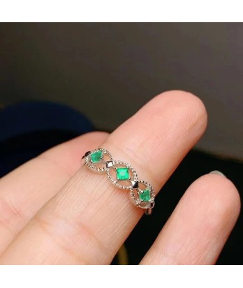 925 Sterling Silver Emerald Ring for Women destockage