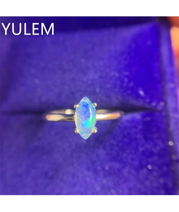 925 Silver 18K Gold Plated Marquise Natural Opal Ring for Women des créatures d'habitude