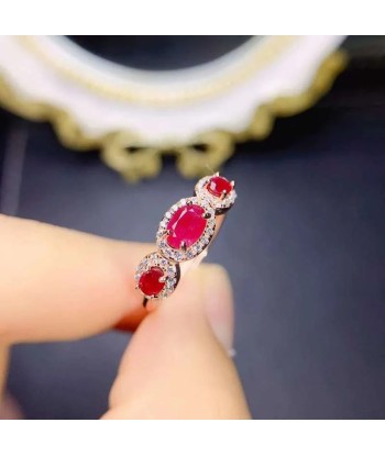 Sterling Silver Natural Ruby 0.40ctw Special Design Engagement Ring for Women pas cher chine