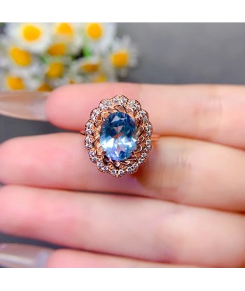 Sterling Silver Blue Topaz Ring for Women offre 