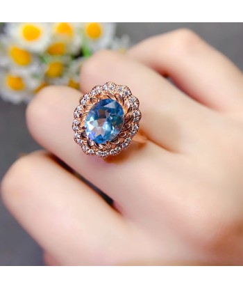 Sterling Silver Blue Topaz Ring for Women offre 