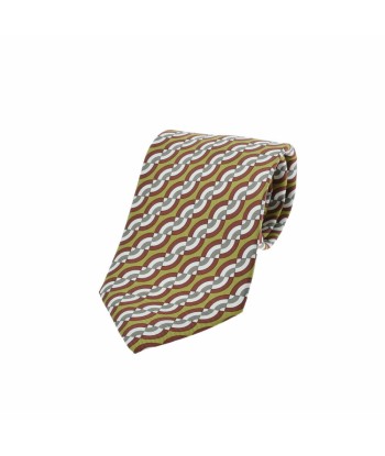 HERMES Hermes Khaki / Brown Mens 100% Silk Tie Pour