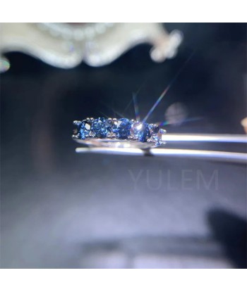 925 Sterling Silver Blue Moissanite Ring for Women brillant des détails fins