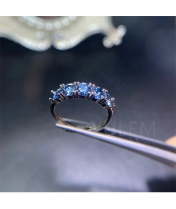 925 Sterling Silver Blue Moissanite Ring for Women brillant des détails fins