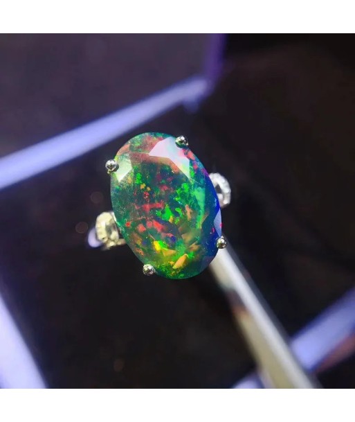 Sterling Silver Black Opal Ring, 0.50 Carat for Women Les magasins à Paris