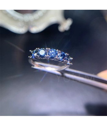 925 Sterling Silver Blue Moissanite Ring for Women brillant des détails fins