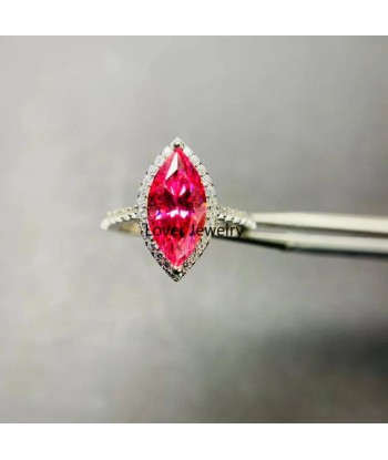 Silver 925 1-2 ctw Brilliant Cut Diamond & Pink Marquise Moissanite Ring for Women offre 