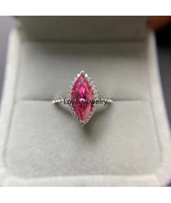 Silver 925 1-2 ctw Brilliant Cut Diamond & Pink Marquise Moissanite Ring for Women offre 