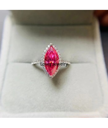 Silver 925 1-2 ctw Brilliant Cut Diamond & Pink Marquise Moissanite Ring for Women offre 