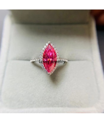 Silver 925 1-2 ctw Brilliant Cut Diamond & Pink Marquise Moissanite Ring for Women offre 