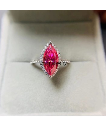 Silver 925 1-2 ctw Brilliant Cut Diamond & Pink Marquise Moissanite Ring for Women offre 