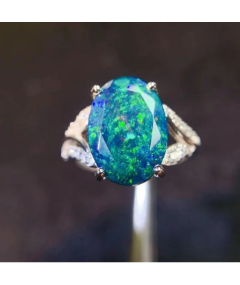 925 Sterling Silver Black Opal Ring for Women and Men Les magasins à Paris