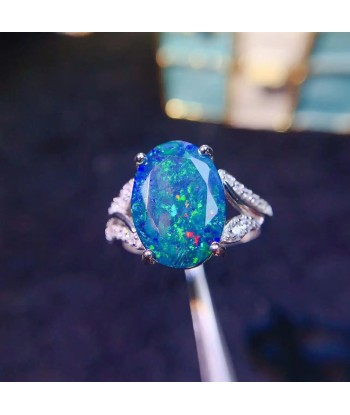 925 Sterling Silver Black Opal Ring for Women and Men Les magasins à Paris