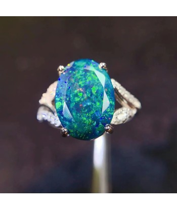 925 Sterling Silver Black Opal Ring for Women and Men Les magasins à Paris