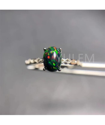 Solid 925 Silver Black Opal Ring, 6mm*8mm, for Women prix pour 