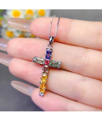 925 Silver Sapphire Cross Pendants for Her de France