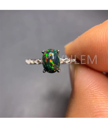 Solid 925 Silver Black Opal Ring, 6mm*8mm, for Women prix pour 