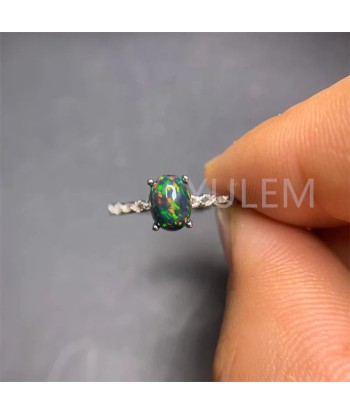 Solid 925 Silver Black Opal Ring, 6mm*8mm, for Women prix pour 