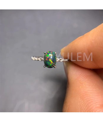 Solid 925 Silver Black Opal Ring, 6mm*8mm, for Women prix pour 