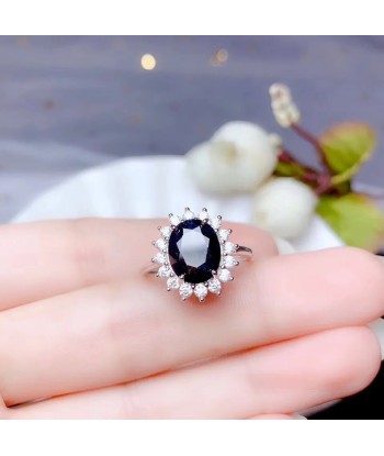 925 Sterling Silver Blue Sapphire Engagement Ring for Women de l' environnement