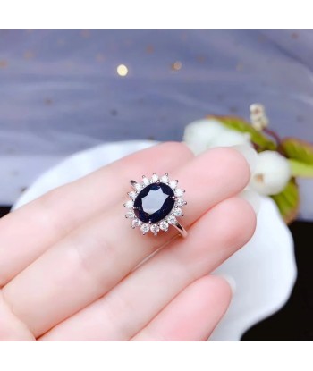 925 Sterling Silver Blue Sapphire Engagement Ring for Women de l' environnement