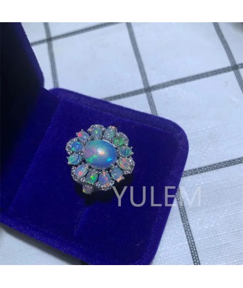 Sterling Silver Opal Flower Ring for Girl de la marque