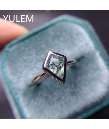 925 Sterling Silver Green Moss Agate Ring for Women d'Europe débarque