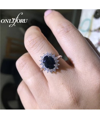 925 Sterling Silver Blue Sapphire Engagement Ring for Women de l' environnement