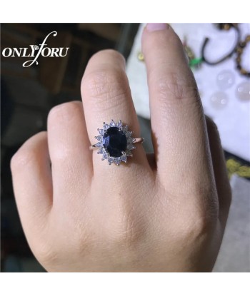 925 Sterling Silver Blue Sapphire Engagement Ring for Women de l' environnement