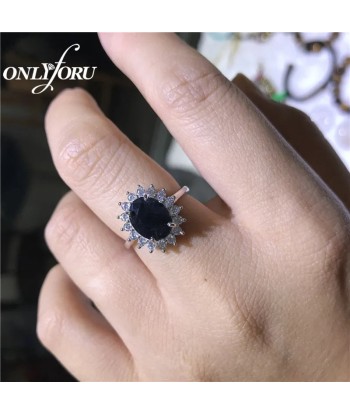 925 Sterling Silver Blue Sapphire Engagement Ring for Women de l' environnement