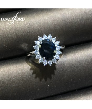 925 Sterling Silver Blue Sapphire Engagement Ring for Women de l' environnement