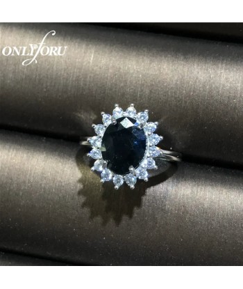 925 Sterling Silver Blue Sapphire Engagement Ring for Women de l' environnement